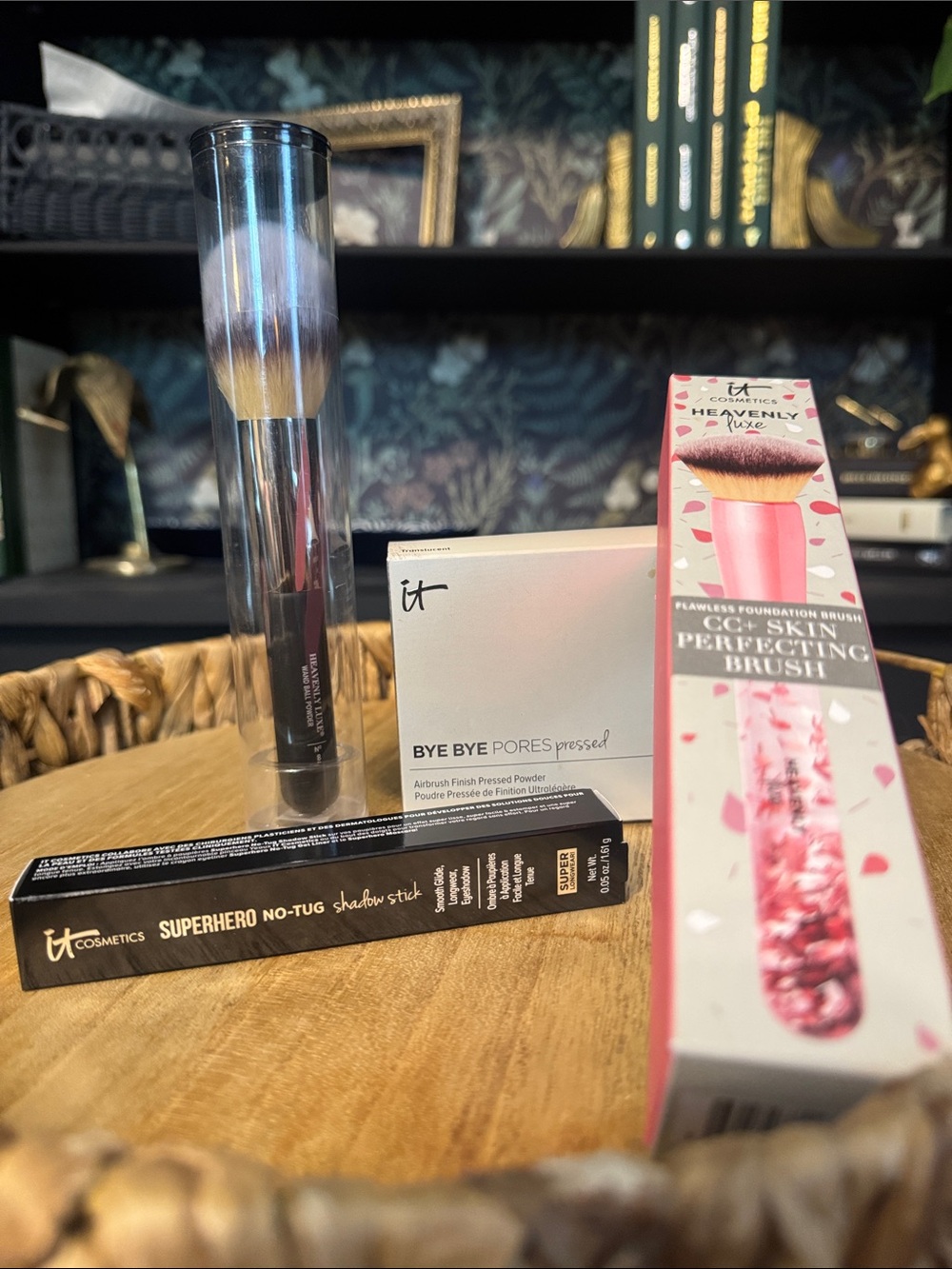 IT Cosmetics CC+ Skin Perfecting Brush + Pressed Powder + Shadow Stick Lot